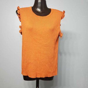 La Miel Womens Orange Sleeveless Ruffle Tank Top |Size: L